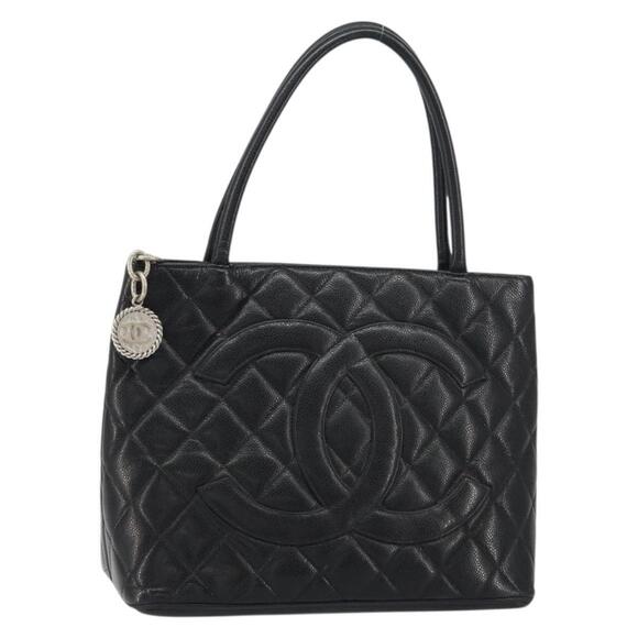 CHANEL Handbags - CHANEL Matelasse Reprint Tote Bag Caviar Skin Black CC Auth 160246A